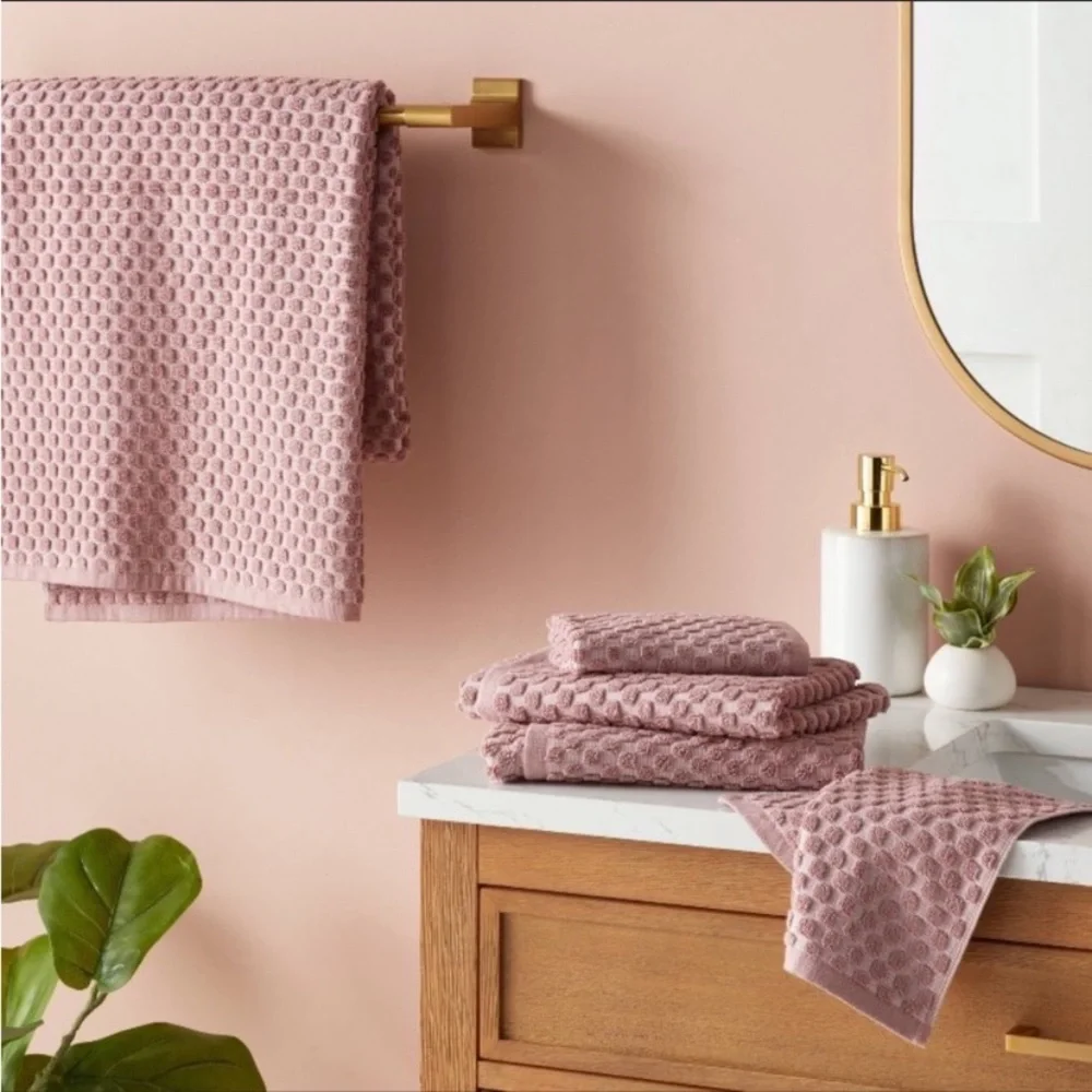 NEW Threshold NWT 6pc Mauve Pink Towel Set